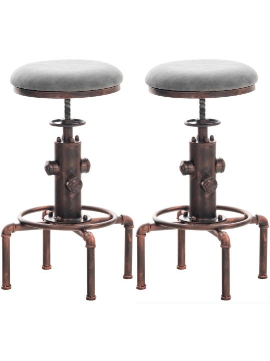 Conjunto de 2 bancos altos Lumos vintage em pele sintética bronze, cinza escuro