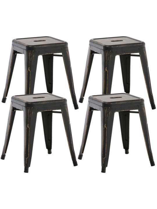 Conjunto de 4 bancos Armin, preto-dourado Conjunto de 4 bancos Armin, preto-dourado