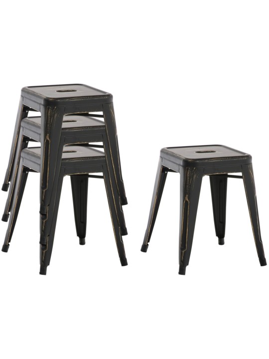 Conjunto de 4 bancos Armin, preto-dourado Conjunto de 4 bancos Armin, preto-dourado