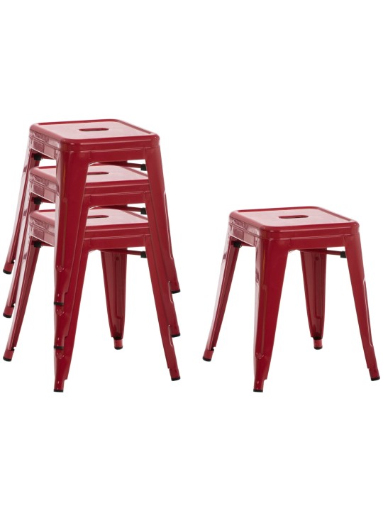 Conjunto de 4 bancos Armin, vermelho