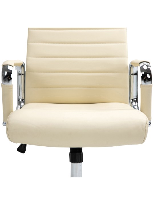 Cadeira de escritório Columbus couro verdadeiro, creme