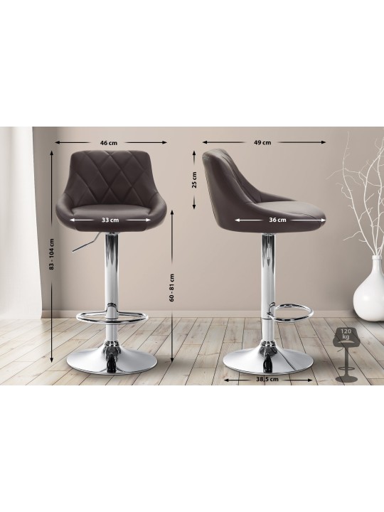 Banqueta alta Lazio couro sintético cromado, castanho