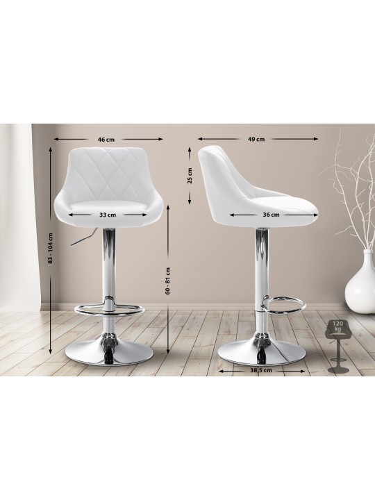 Banqueta alta Lazio couro sintético cromado, branco
