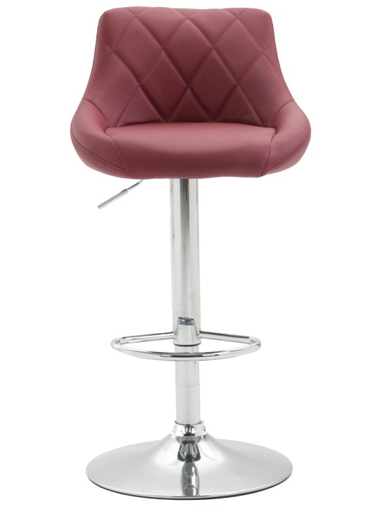 Banqueta alta Lazio couro sintético cromado, bordô