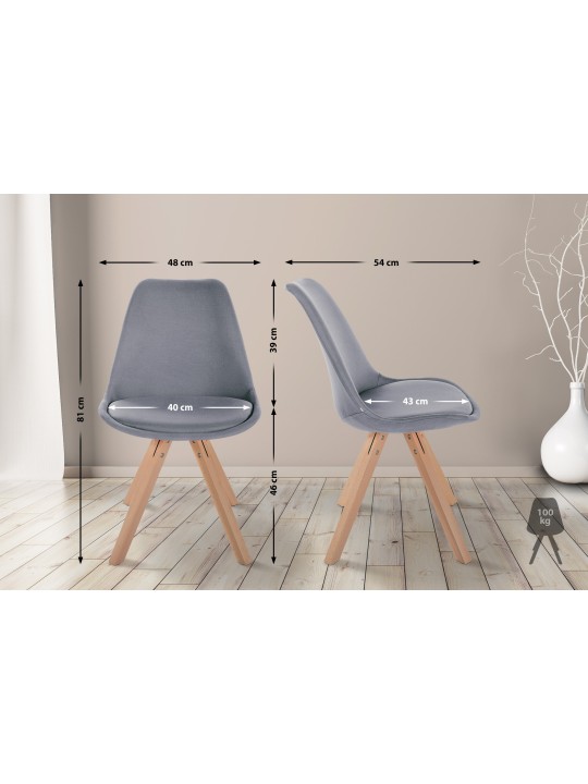 Cadeira Sofia tecido Quadrado, cinza claro