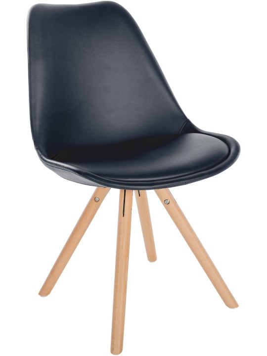 Cadeira Sofia redonda em pele sintética, preto