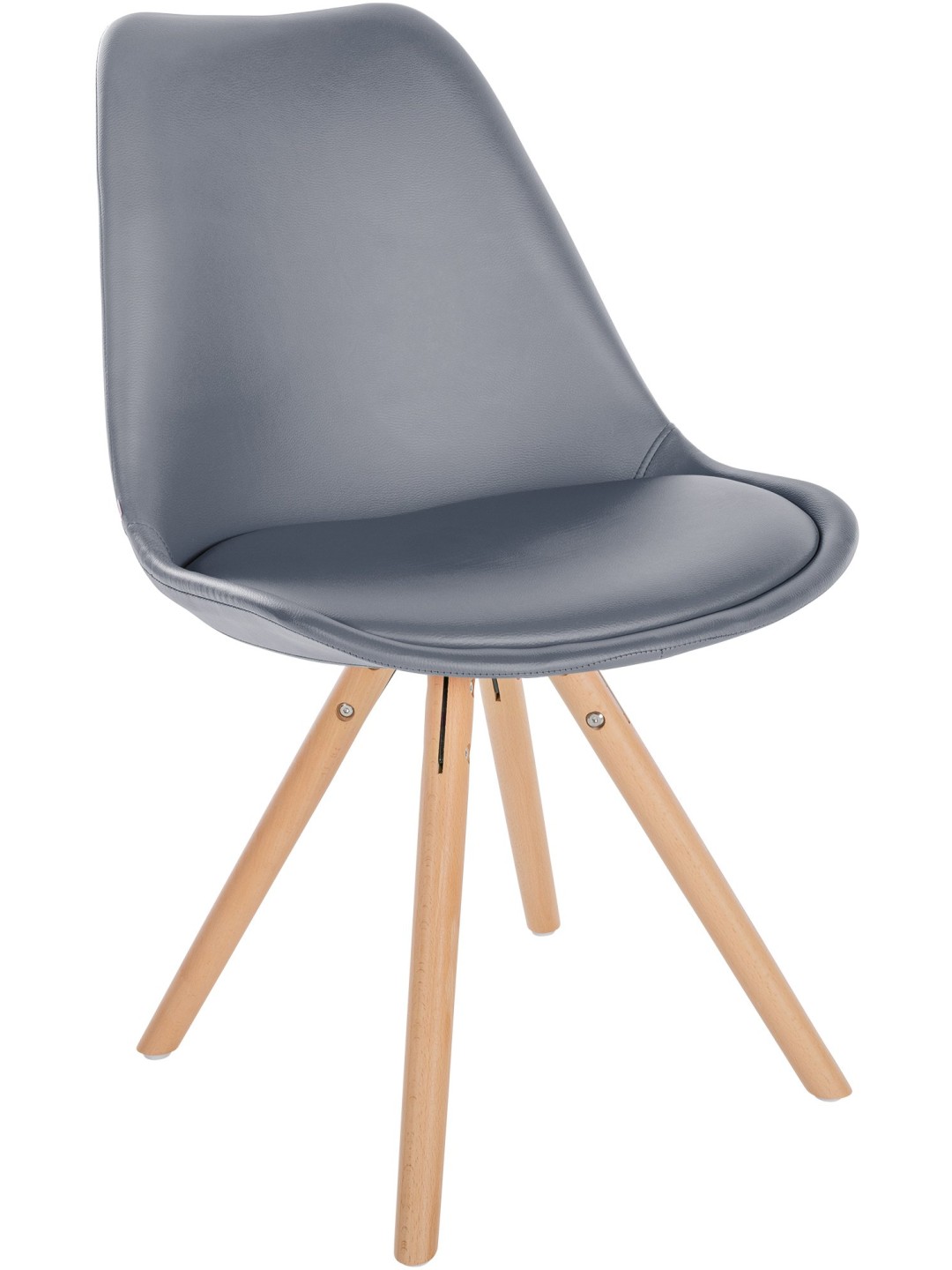 Cadeira Sofia redonda em pele sintética, cinza