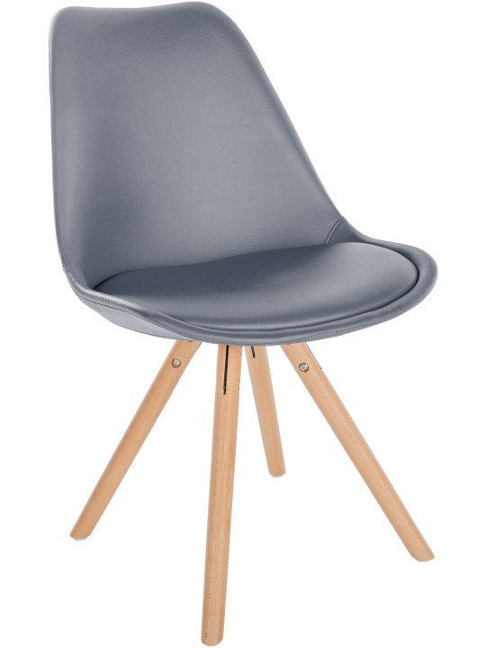 Cadeira Sofia redonda em pele sintética, cinza Cadeira Sofia redonda em pele sintética, cinza