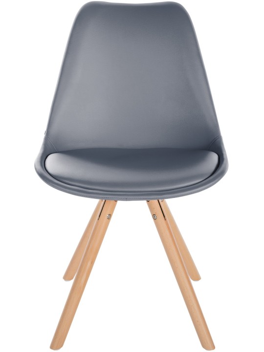 Cadeira Sofia redonda em pele sintética, cinza Cadeira Sofia redonda em pele sintética, cinza