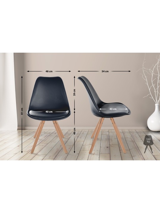 Cadeira Sofia redonda em pele sintética, preto