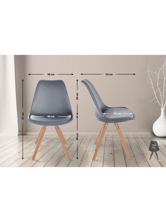 Cadeira Sofia redonda em pele sintética, cinza Cadeira Sofia redonda em pele sintética, cinza