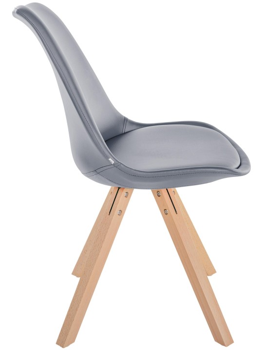 Cadeira Sofia couro sintético quadrada, cinza