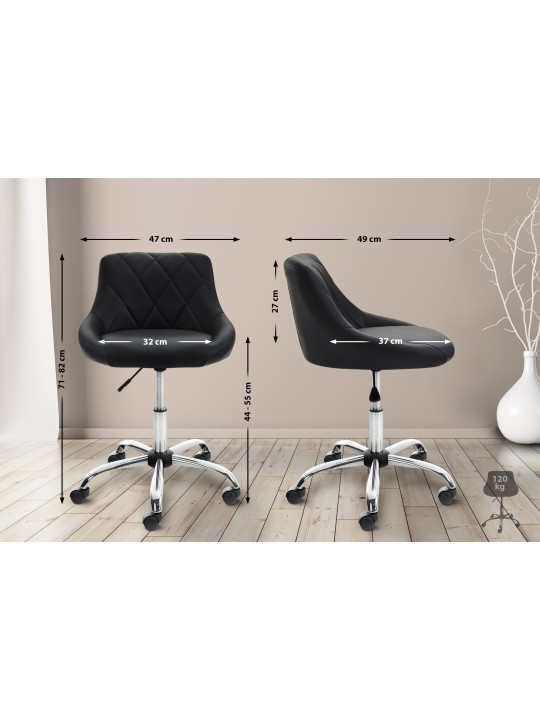 Banqueta de trabalho Lazio em couro sintético, preto