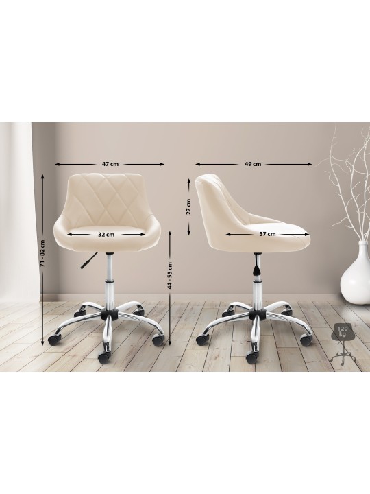 Banqueta de trabalho Lazio em couro sintético, creme