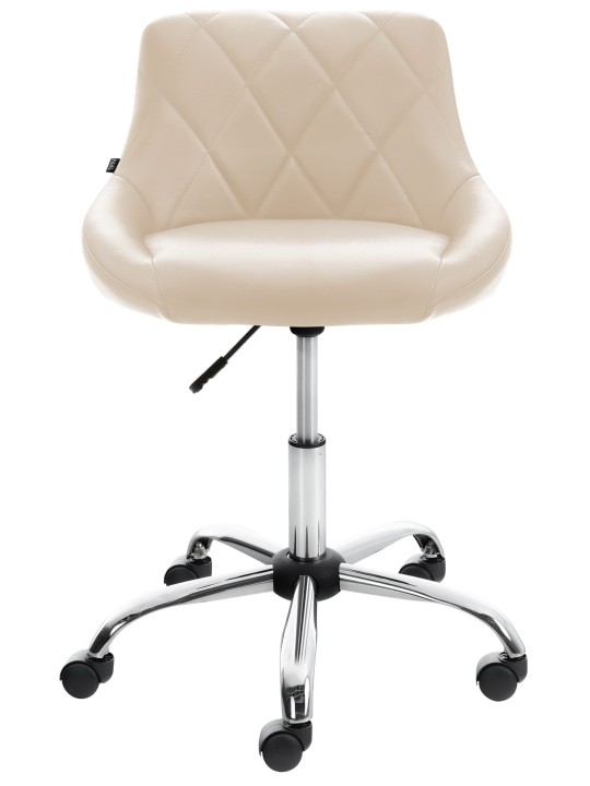 Banqueta de trabalho Lazio em couro sintético, creme
