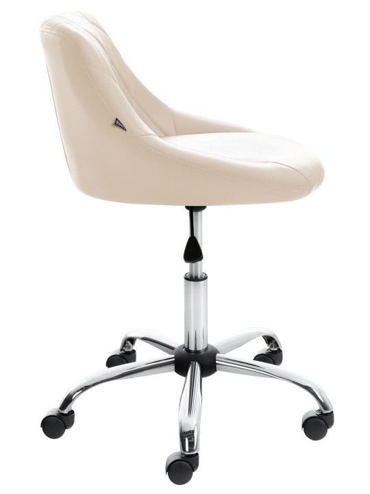 Banqueta de trabalho Lazio em couro sintético, creme