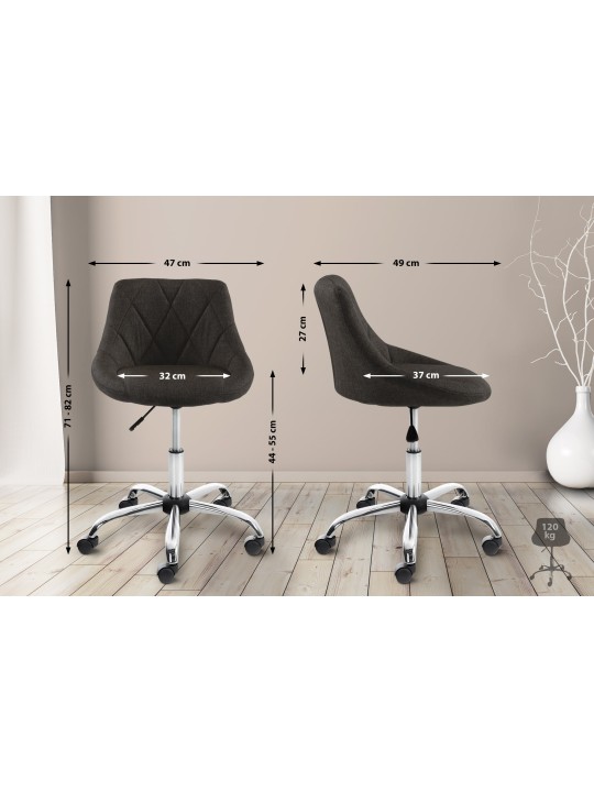 Banqueta de trabalho tecido Lazio, cinza escuro