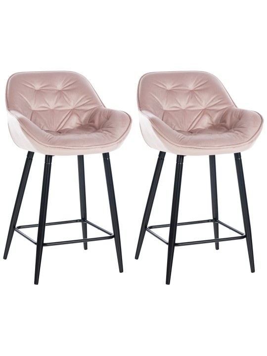 Conjunto de 2 bancos altos em veludo Gibson, rosa