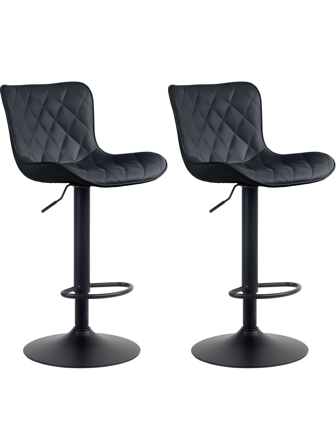 Conjunto de 2 bancos altos em pele sintética Emma, preto