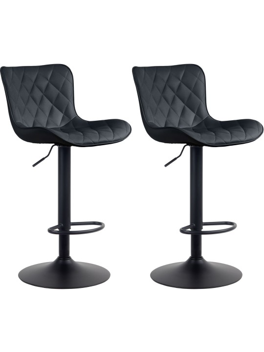 Conjunto de 2 bancos altos em pele sintética Emma, preto