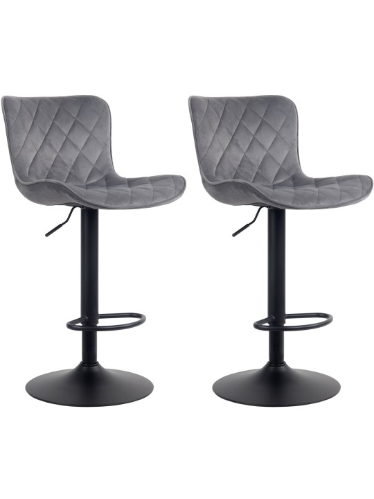 Conjunto de 2 bancos altos em veludo Emma, cinza escuro