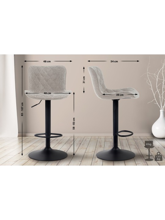 Conjunto de 2 bancos altos em tecido Emma, taupe