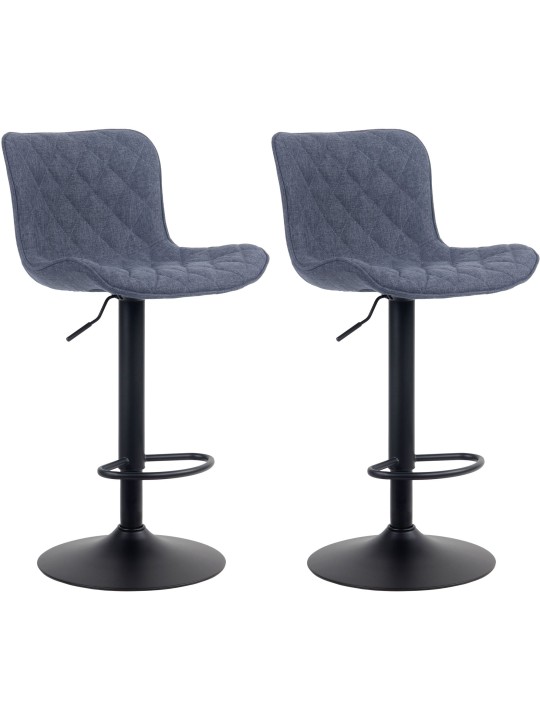 Conjunto de 2 bancos altos em tecido Emma, azul