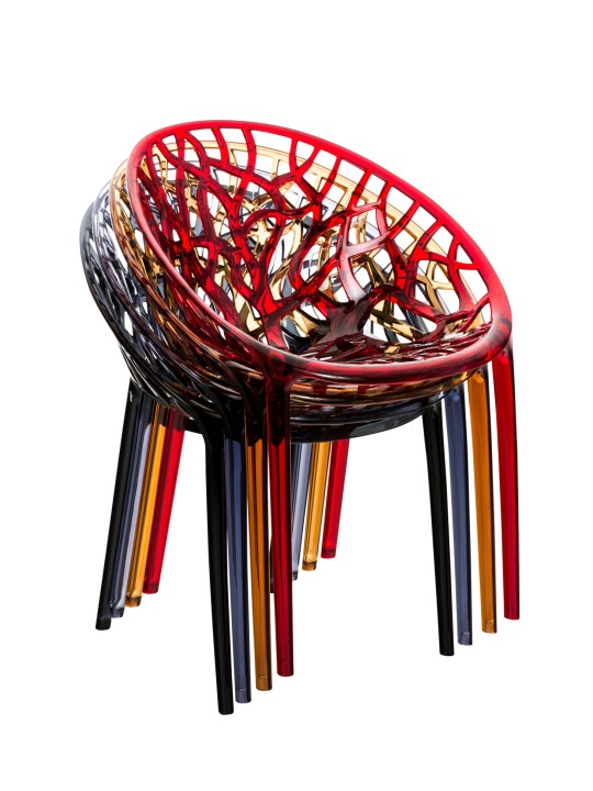 CONJUNTO DE 2 cadeiras empilháveis ​​CRISTAL, cinza