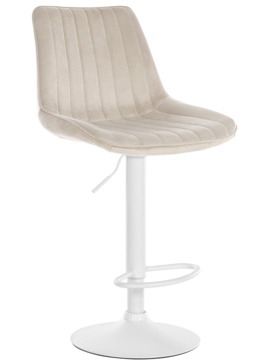 Banqueta alta Toni veludo, creme