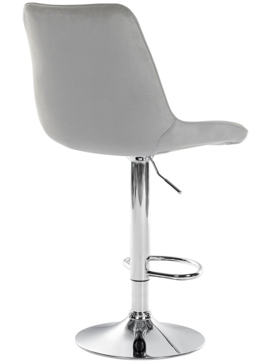 Banqueta alta Toni veludo cromado, cinza