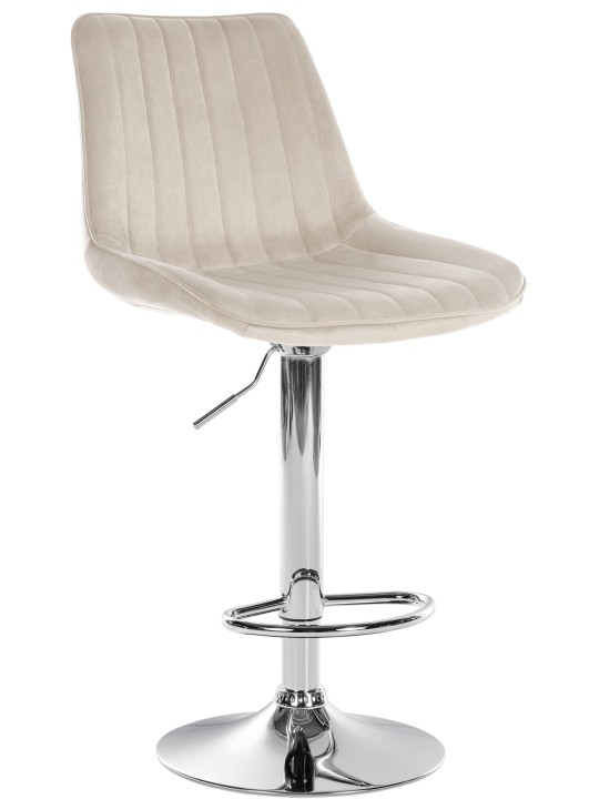 Banqueta alta Toni veludo cromado, creme