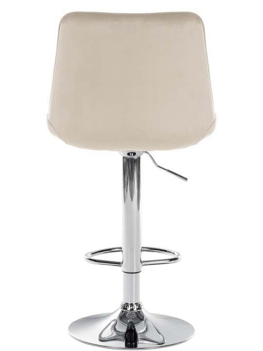 Banqueta alta Toni veludo cromado, creme