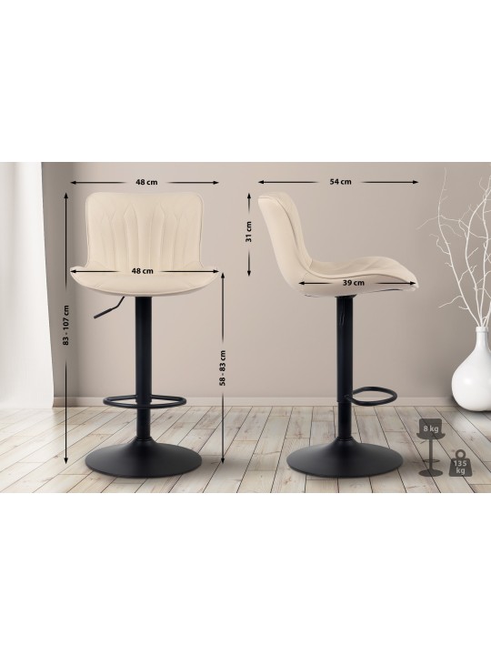 Banqueta alta Linus couro sintético, creme