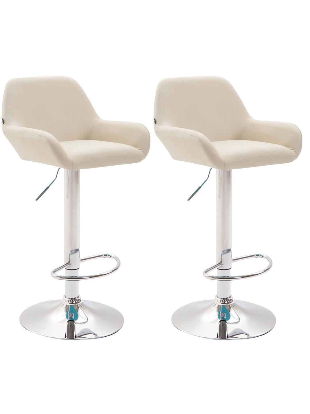 Conjunto de 2 bancos altos Braga couro sintético cromado, creme