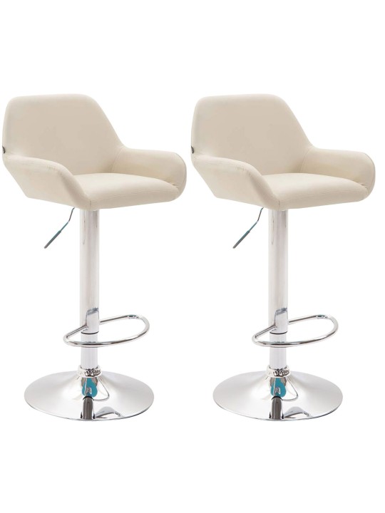 Conjunto de 2 bancos altos Braga couro sintético cromado, creme