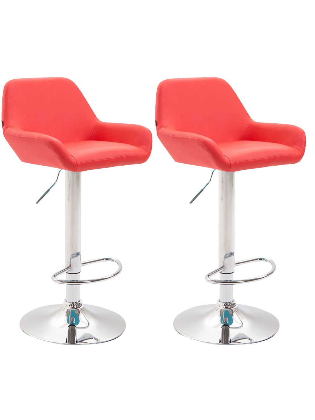 Conjunto de 2 bancos altos Braga couro sintético cromado, vermelho