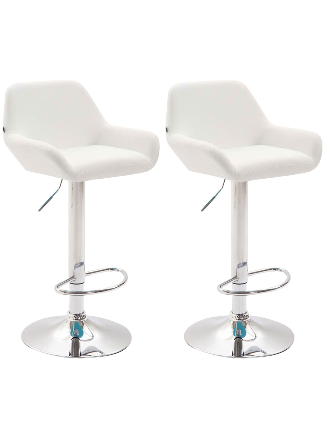 Conjunto de 2 bancos altos Braga couro sintético cromado, branco