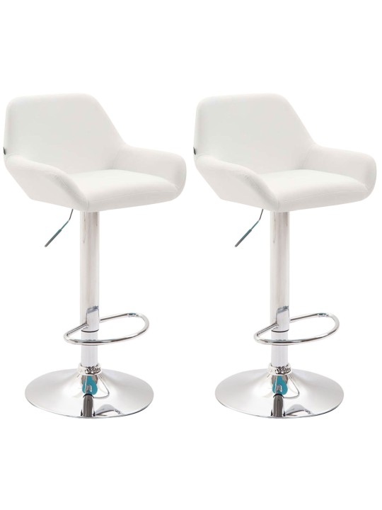 Conjunto de 2 bancos altos Braga couro sintético cromado, branco