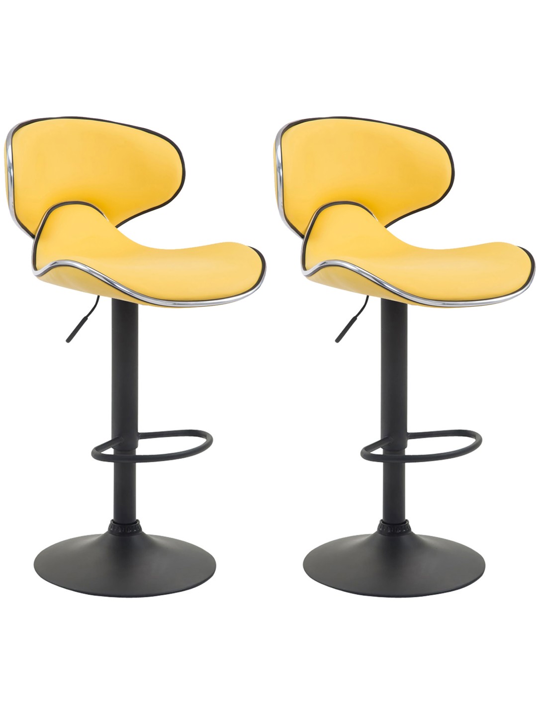 Conjunto de 2 bancos altos Las Vegas V2 em pele sintética, amarelo