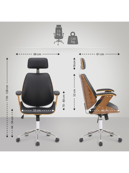 Cadeira de escritório de couro sintético Chicago, nogueira/preto