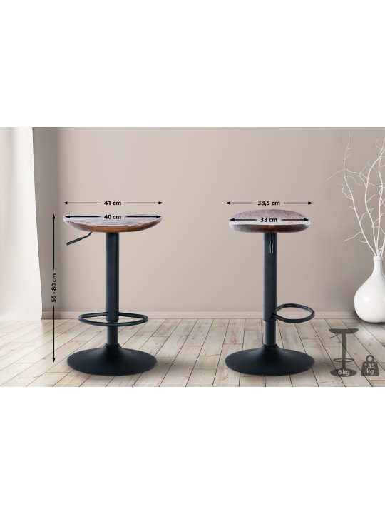 Conjunto de 2 bancos altos Skelde, nogueira