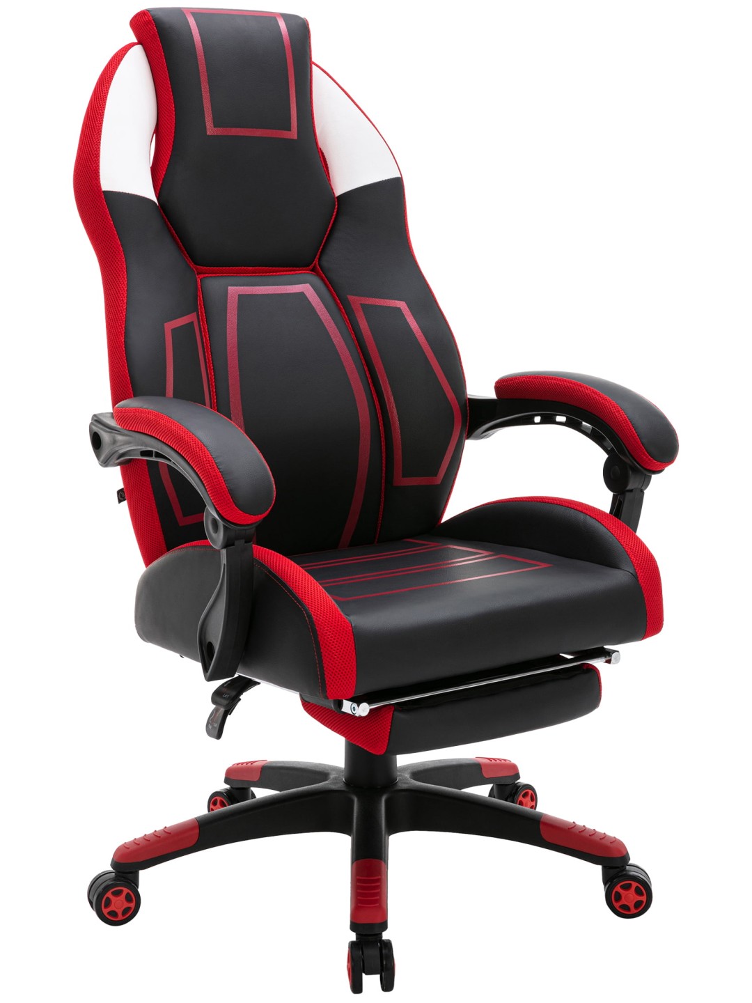 Cadeira de escritório Clovis couro sintético, preto/vermelho