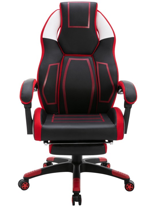 Cadeira de escritório Clovis couro sintético, preto/vermelho