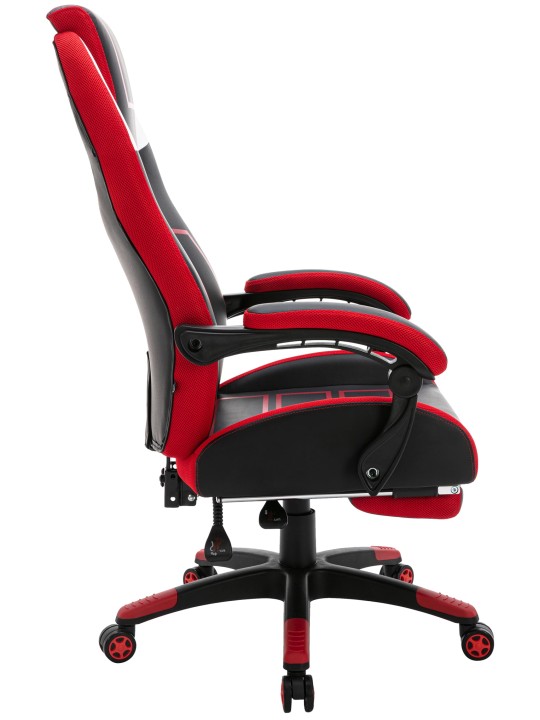 Cadeira de escritório Clovis couro sintético, preto/vermelho