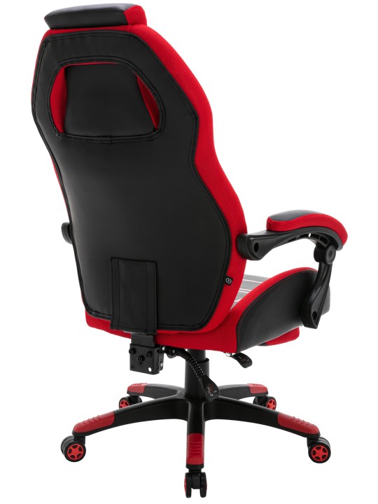 Cadeira de escritório Clovis couro sintético, preto/vermelho