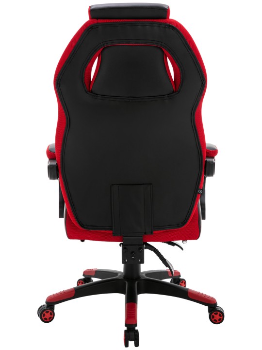 Cadeira de escritório Clovis couro sintético, preto/vermelho