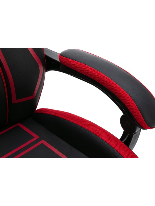 Cadeira de escritório Clovis couro sintético, preto/vermelho