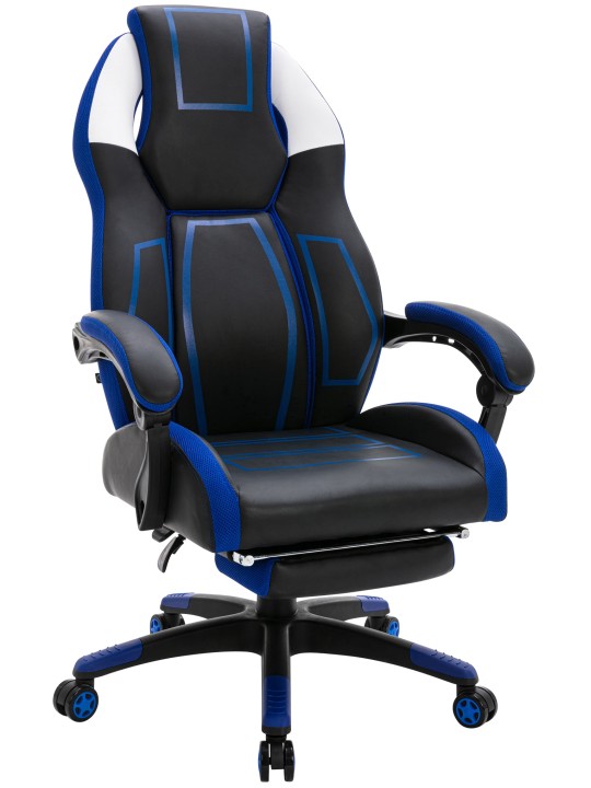 Cadeira de escritório Clovis couro sintético, preto/azul