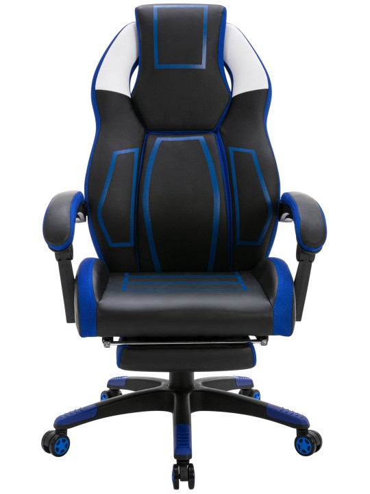 Cadeira de escritório Clovis couro sintético, preto/azul