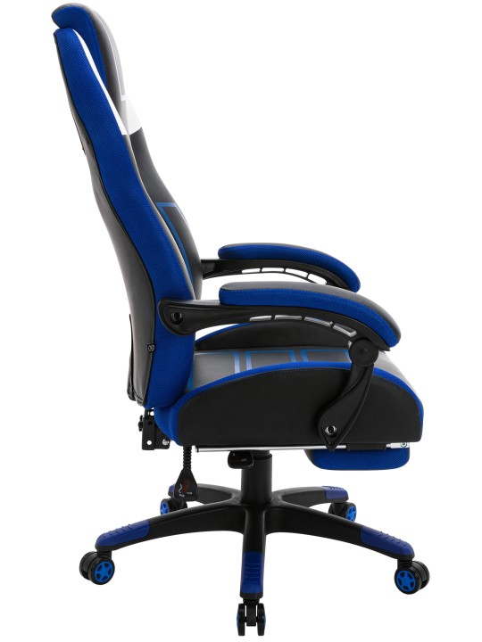 Cadeira de escritório Clovis couro sintético, preto/azul